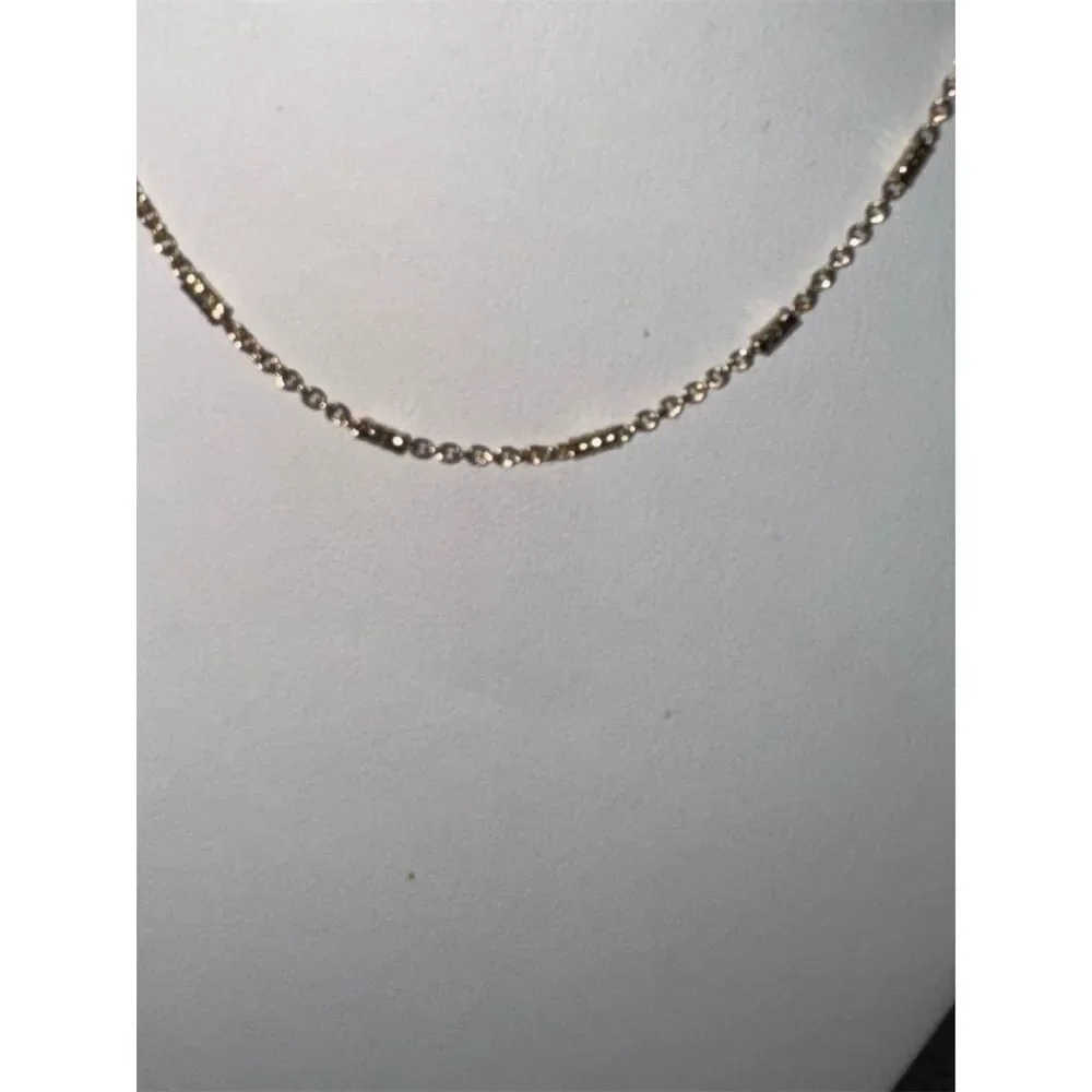 Dainty Gold-Tone Tube and Chain link Necklace 16” - Picture 5 of 14